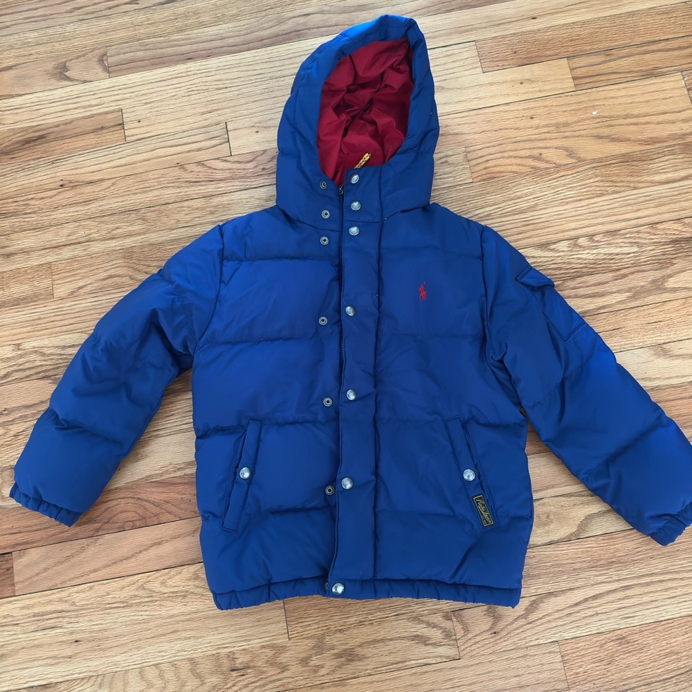 Ralph Lauren Kids Puffer Jacket – Size 8, Blue/Red
